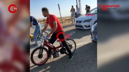 Kara yolundaki tehlikeli yarış kamerada