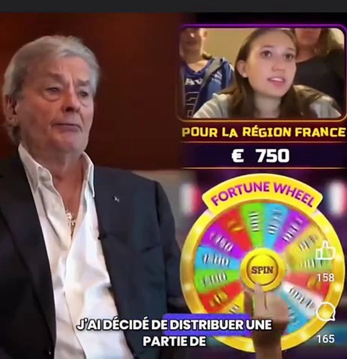 Une fausse publicité Facebook où Alain Delon affirme donner tout son argent au Français