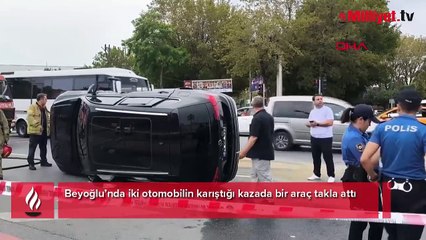 Yer: Beyoğlu! Kaza yapan otomobil takla attı