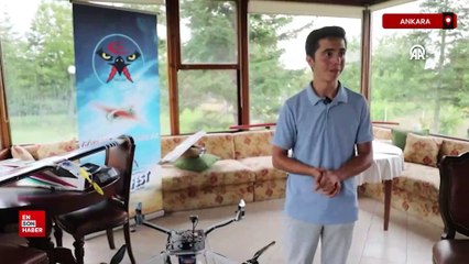 Ankara'da babasının işini kolaylaştırmak için dronlu ilaç püskürtme sistemi tasarladı