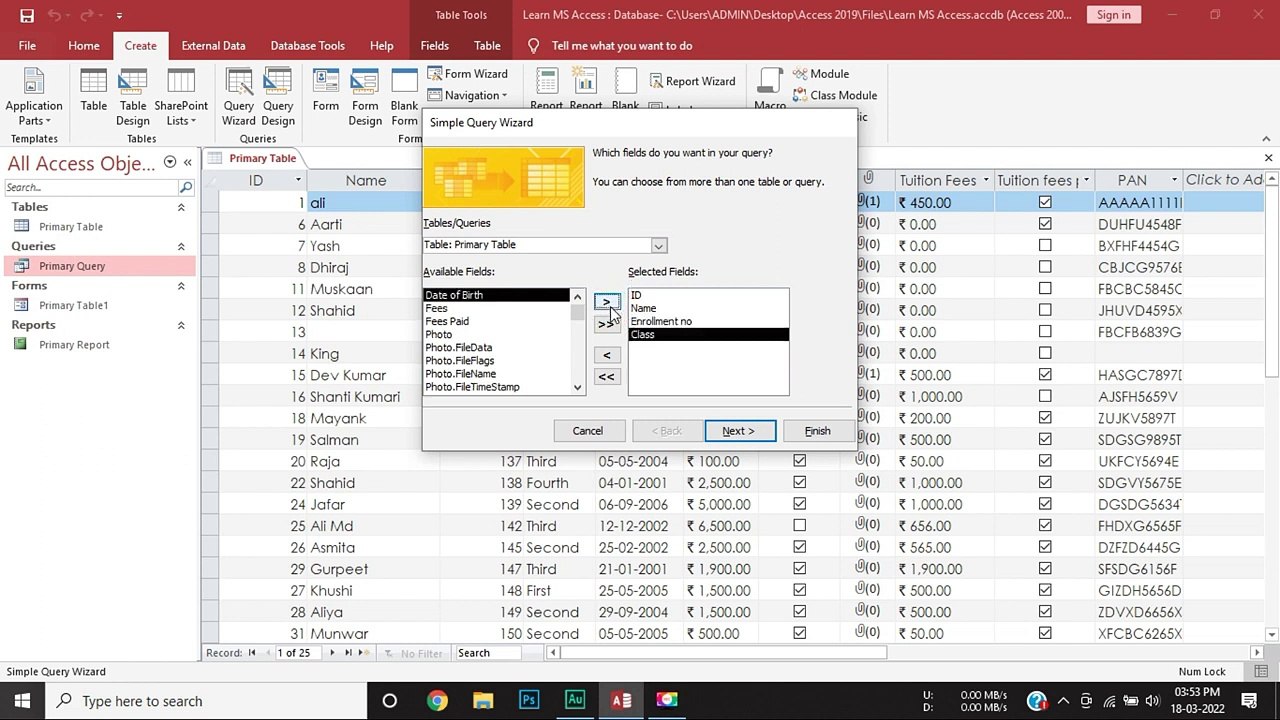 MS Access_ Class 09 - Query Trick _ Hindi_ Urdu