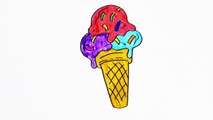 HOW TO DRAW A CUTE ICE CREAM AND COLORING || DRAW CUTE THINGS