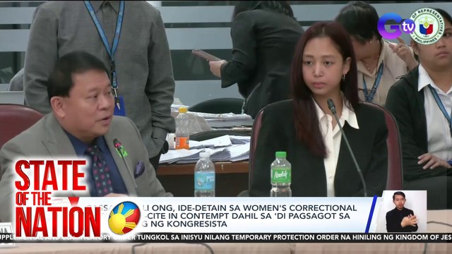Cassandra Li Ong, ide-detain sa Women's Correctional matapos ma-cite in contempt dahil sa 'di pagsagot sa mga tanong ng kongresista | SONA