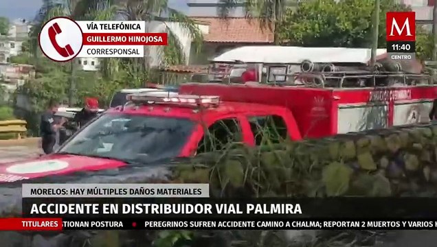 Camión pierde el control y sale volando del distribuidor vial Palmira en Morelos