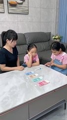 Two little kids cheating and old woman