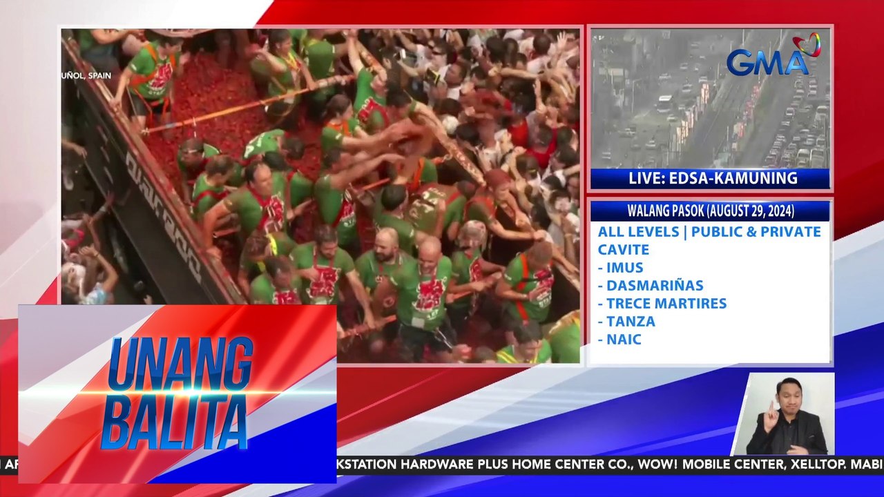 Libo-libong turista at residente, nagbatuhan ng mga kamatis sa La Tomatina Food Fight Festival | Unang Balita