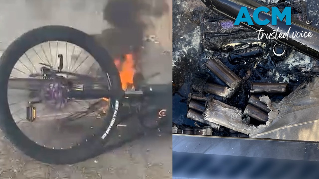 Teen narrowly misses injury as e-bike burst int...