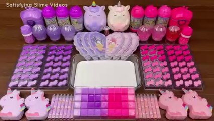 PURPLE vs PINK UNICORN I Mixing random into Glossy Slime