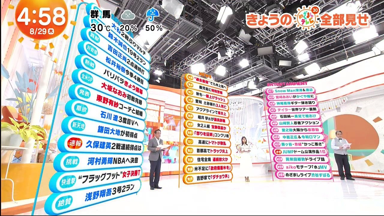 バラエティ 動画 9tsu Miomio 9tsu.cc - めざましテレビ 2024年8月29日