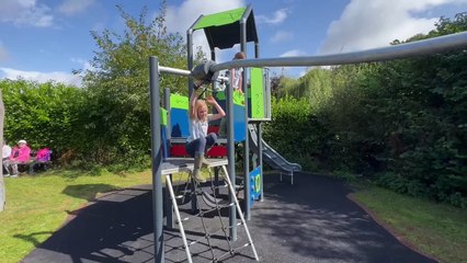 Trying out new play equipment at Coleford Play Area, video Alan Quick IMG_1381