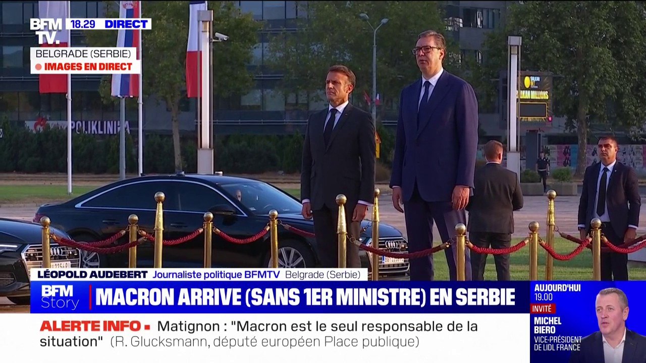 Les images de l'arrivée d'Emmanuel Macron à Belgrade, en Serbie