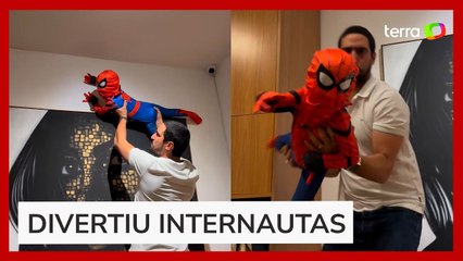 ‘Mini Homem-Aranha’: Thaila Ayala diverte a web ao mostrar o filho brincando com o pai