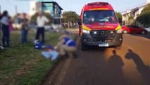 Colisão entre moto e ônibus deixa jovem de 22 anos gravemente ferido