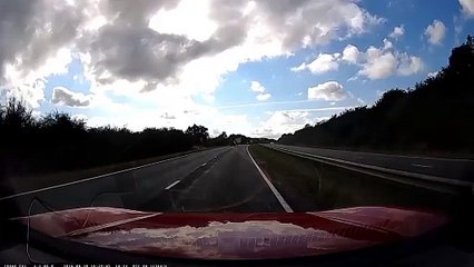 Dashcam footage caught this motorist driving the wrong way down the westbound carriageway on the A30 between Exeter and Okehampton