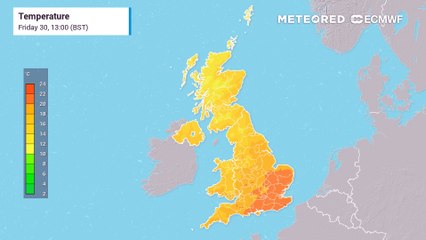 UK weather forecast for temperature