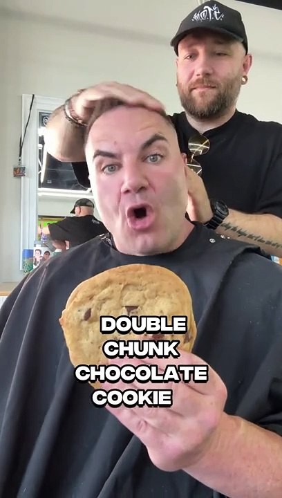 It’s A Double Chunk Chocolate Cookie‼️ #barbershop #cookie #father #son #family #fun #bigjustice #boom