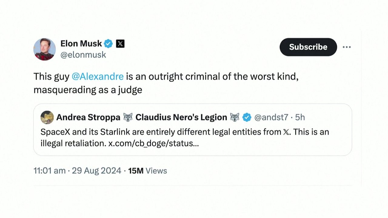 브라질, 머스크 스타링크 계좌동결...'가짜 뉴스' X 차단 놓고 갈등 / YTN