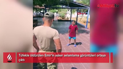 Sokakta öldürülen 10 yaşındaki Emir'in asker selamlama görüntüsü
