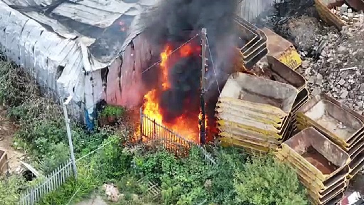 Watch as fire crews attempt to tackle raging flames at West Sussex rubbish tip