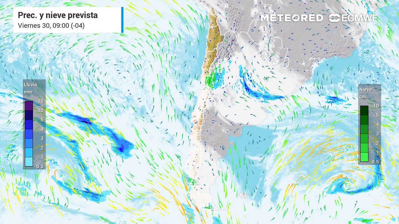 Vuelve el calor al centro y norte, mientras un sistema frontal con río atmosférico deja precipitaciones en el sur de Chile y Patagonia