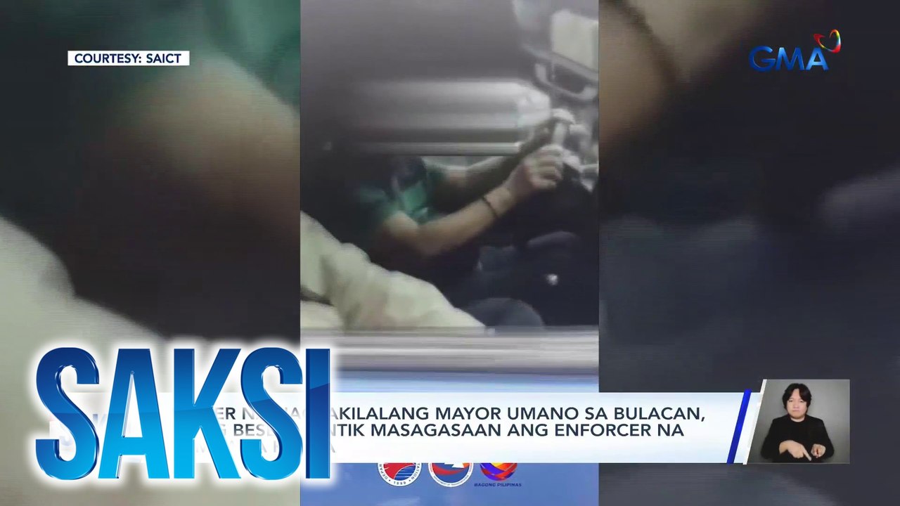 Driver na nagpakilalang mayor umano sa Bulacan, ilang beses muntik masagasaan ang enforcer na sumita sa kanya | Saksi