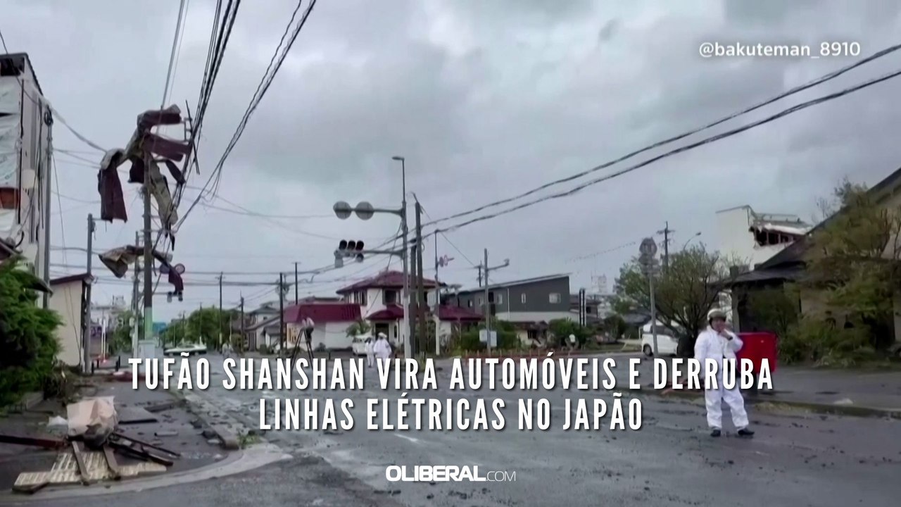 Tufão Shanshan vira automóveis e derruba linhas elétricas no Japão