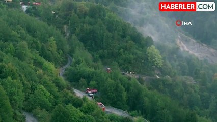 Ormanlık alanda çıkan yangın paniğe neden oldu