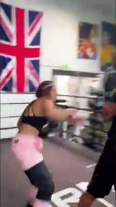 Mother exercises Boxing