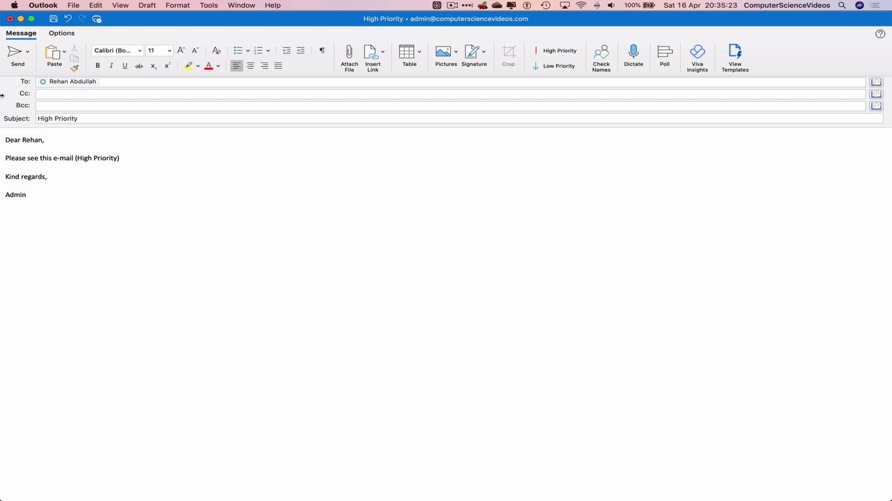 How to SEND an E-Mail with High Priority on Microsoft Outlook Using a Mac - Basic Tutorial | New