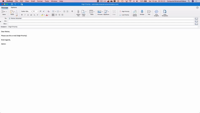 How to SEND an E-Mail with High Priority on Microsoft Outlook Using a Mac - Basic Tutorial | New
