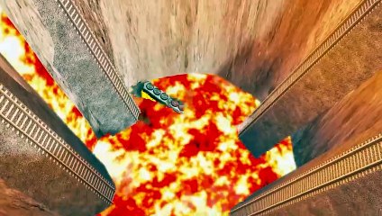 Cars vs Lava Crosses Road - Cars vs Rails