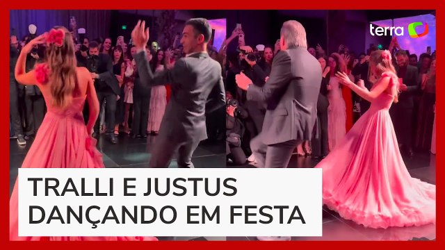Roberto Justus e César Tralli fazem coreografia animada em festa de Rafa Justus