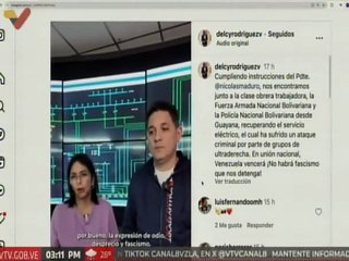 Vpdta. Delcy Rodríguez supervisó recuperación del SEN desde el Centro de Despacho de Guayana