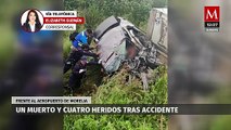 Accidente vial frente al aeropuerto de Morelia deja un muerto y cuatro heridos