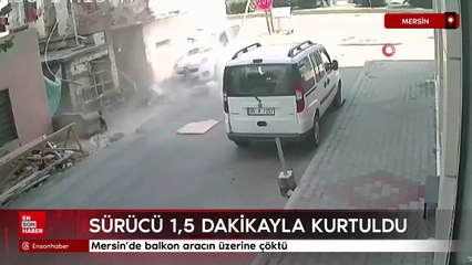 Mersin'de balkon aracın üzerine çöktü
