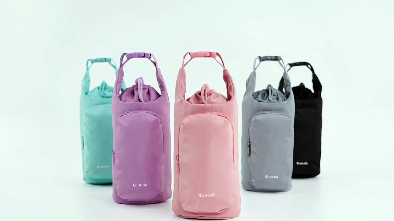 Ceneda Water Bottle Carrier Bag with Phone Pocket 32oz 40oz Tumbler Insulated Water Bottle Holder with Adjustable Shoulder Strap Carrier Sling Bag (Purple)