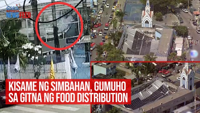 Kisame ng simbahan, gumuho sa gitna ng food distribution | GMA Integrated Newsfeed