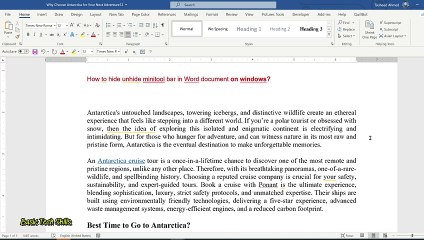 How to hide unhide minitool bar in Word document on windows