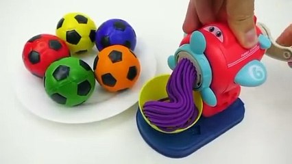 Satisfying Video l How to Make Playdoh Noddles with Rainbow Soccer Balls Cutting ASMR l Sand Crunchy