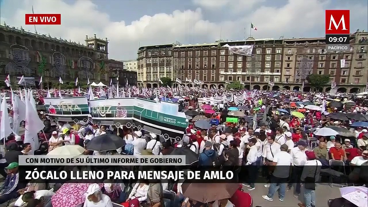 Zócalo capitalino vive un ambiente de fiesta previo al Sexto Informe de Gobierno de AMLO