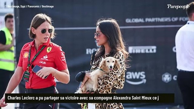 Charles Leclerc victorieux en Italie, sa compagne Alexandra Saint Mleux présente à ses côtés, avec leur bébé