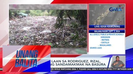 Baha sa Sitio Laan sa Rodriguez, Rizal, may kasamang sandamakmak na basura | Unang Balita