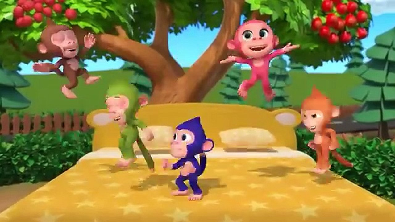 Five Little Monkeys Jumping on the Bed Lalafun Nursery Rhymes Kids ...