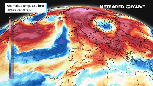 Descenso térmico para esta semana, según la anomalías de temperatura en 850 hPa