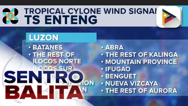 Bagyong #EntengPH, napanatili pa ang lakas; malaking bahagi ng bansa, nasa ilalim ng Tropical Cyclone Warning Signals No. 1 at 2 kabilang na ang Metro Manila