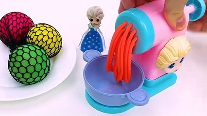 Satisfying Video How to make Rainbow Noodles with Elsa Frozen Mesh Stress Balls Cutting (1)