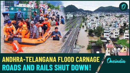 Download Video: Andhra-Telangana Crisis: Floodwaters Devastate Roads & Railways, Khammam Struggles for Relief |Watch