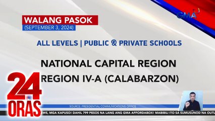 Class suspension sa Metro Manila at Calabarzon inanunsyo ng Malacañang | 24 Oras