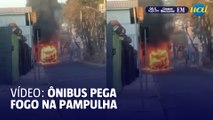 Ônibus pega fogo na região da Pampulha