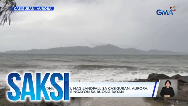 Bagyong Enteng, nag-landfall sa Casiguran, Aurora; walang kuryente ngayon sa buong bayan | Saksi